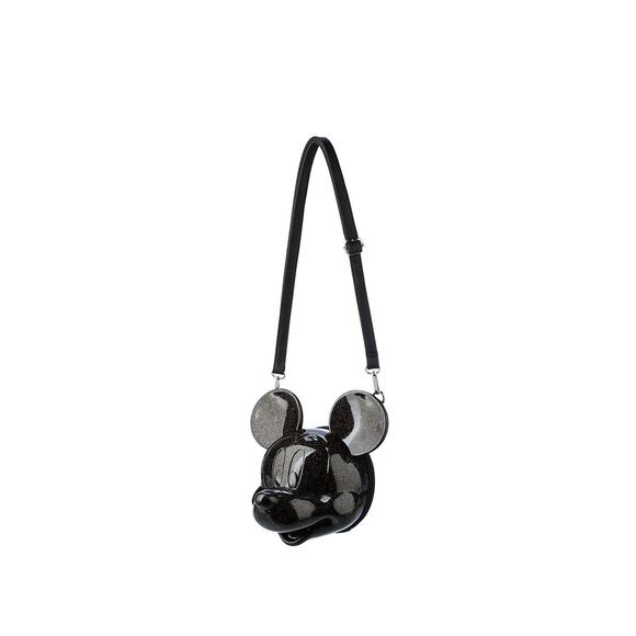 NWT Disney Parks Mickey Mouse Molded Loungefly Bag Black sparkle Glitter - Picture 2 of 9